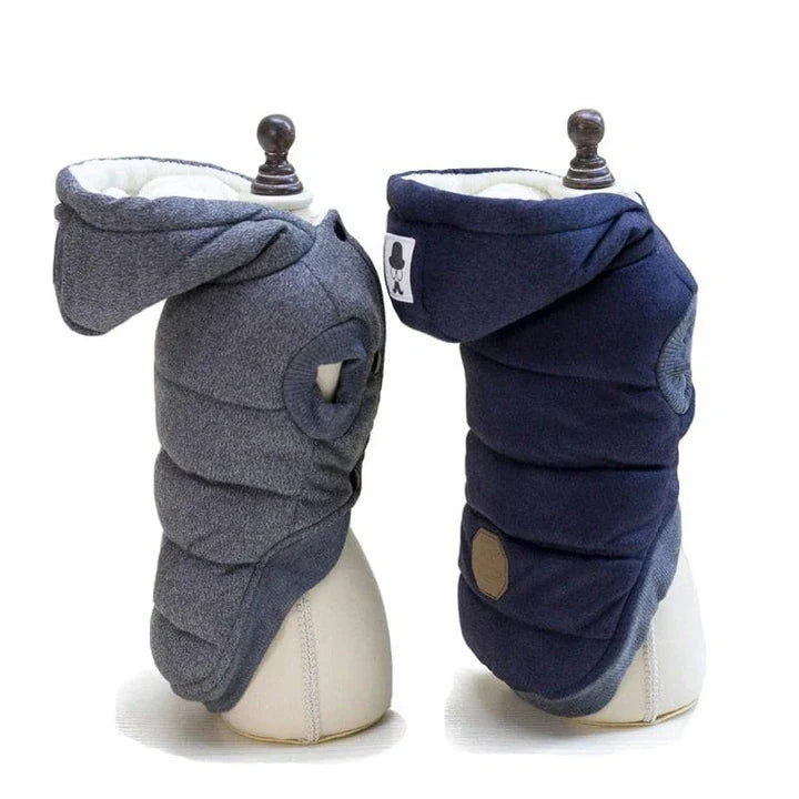 Cozy and stylish hooded winter jacket for dogs, made of soft cotton material to keep your pet warm and comfortable.