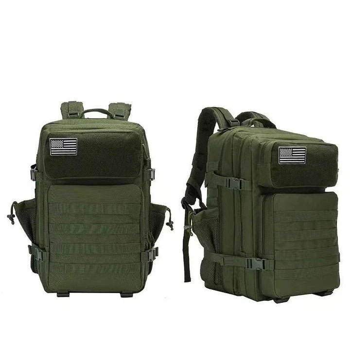 Oxford fabric waterproof backpack with large 45-litre capacity, multiple pockets, and comfortable padded straps for daily use and outdoor adventures