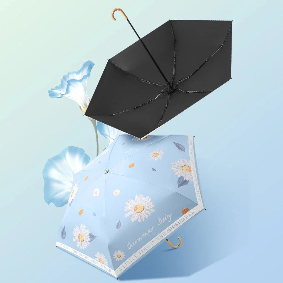 Compact and lightweight folding UV parasol in multiple stylish colours, perfect for protection from sun and rain in the UK