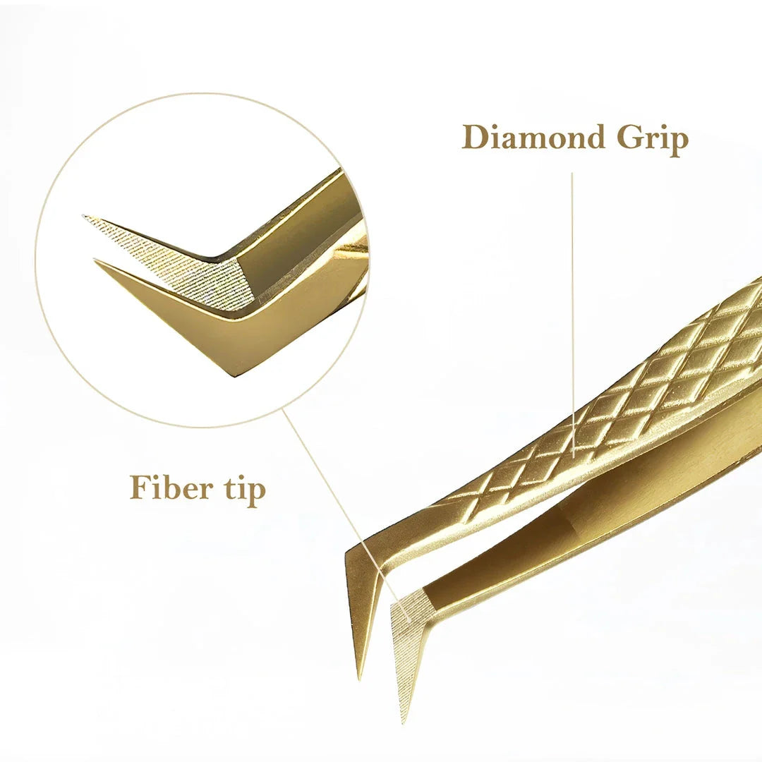Premium precision anti-slip eyelash extension tweezers made with durable stainless steel for flawless lash application