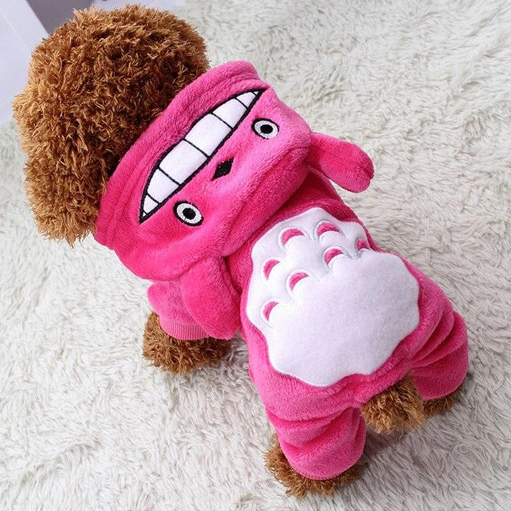 Cosy and comfortable fleece jumpsuit for small dogs in a classic brown colour
