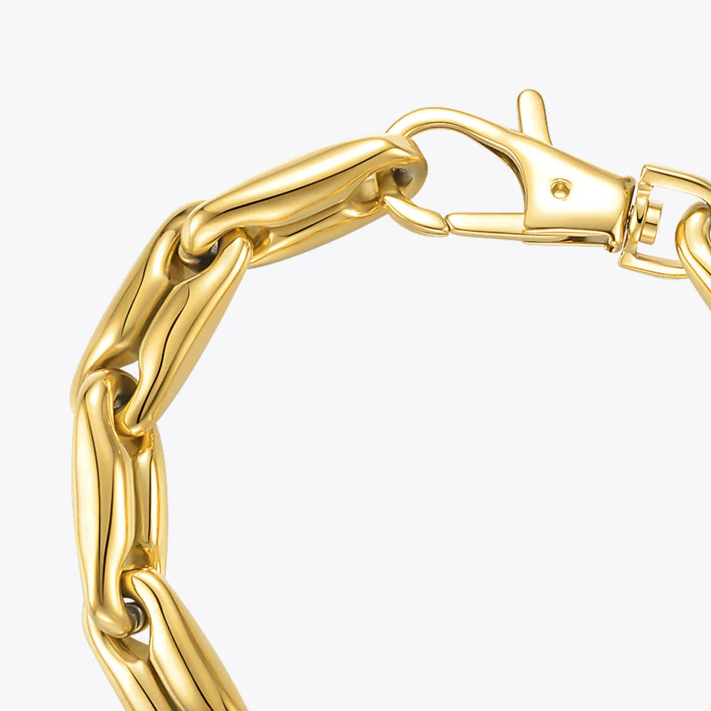 18-Carat Gold-Plated Chunky Chain Bracelet with Robust Titanium Steel Construction