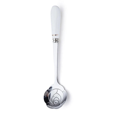 Elegant stainless steel flower teaspoon with ceramic handle in various colours and flower shapes