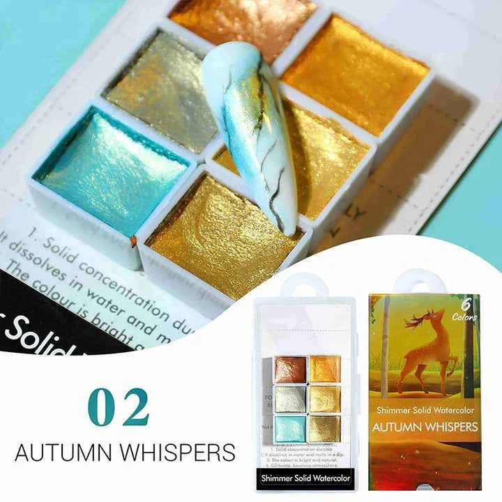 Dazzling watercolour nail art powder with iridescent, metallic, and glitter effects for creating vibrant, salon-quality nail designs