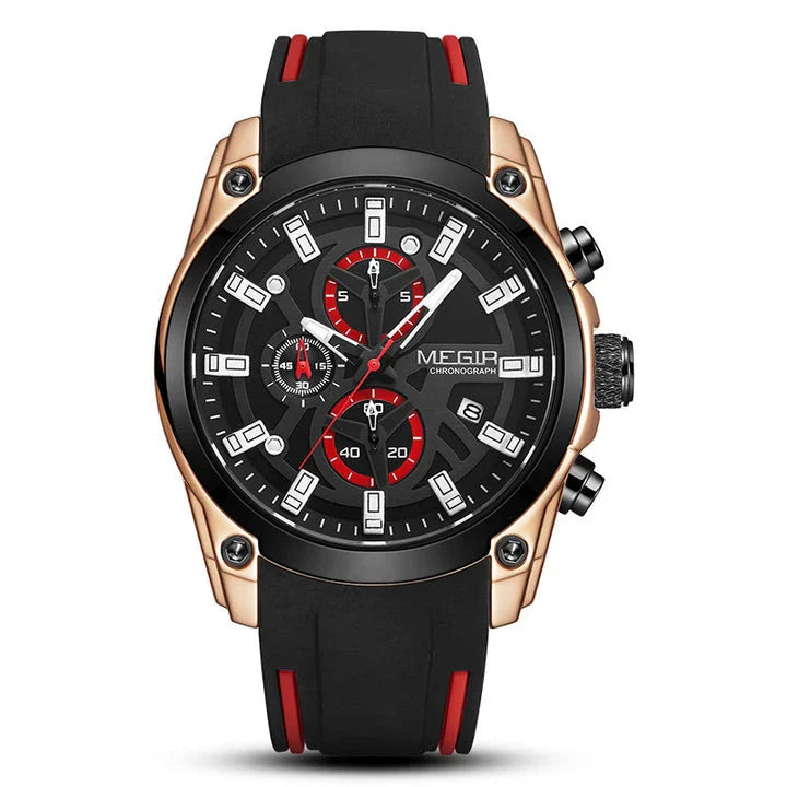 Trendha Multipurpose Sports Silicone Watch with Black Steel Case, Blue Ribbon, Durable Silicone Strap, and Precise Quartz Movement