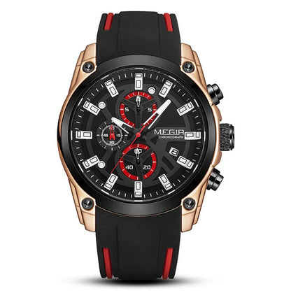 Trendha Multipurpose Sports Silicone Watch with Black Steel Case, Blue Ribbon, Durable Silicone Strap, and Precise Quartz Movement