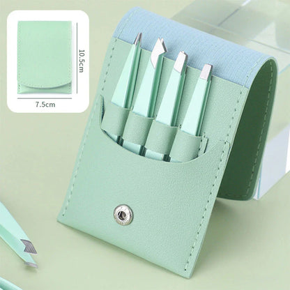 Premium 4-Piece Eyebrow Tweezers Set in vibrant multicoloured design for precise hair removal and grooming
