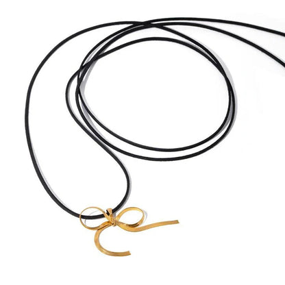 18K gold plated bowknot snake bone chain necklace with a sleek, elegant design