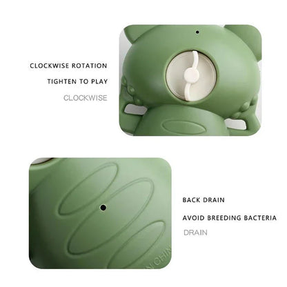Delightful Clockwork Baby Bath Toy - Cute Frog Design, featuring a pink frog toy with a clockwork mechanism for swimming action