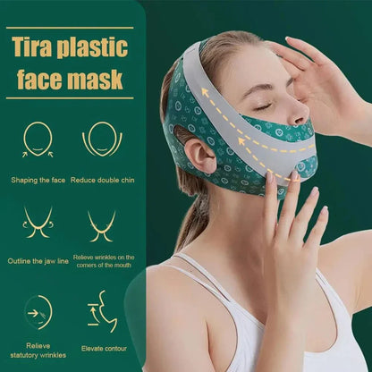Adjustable face lifting and contouring sleep mask to reduce double chin and enhance facial definition