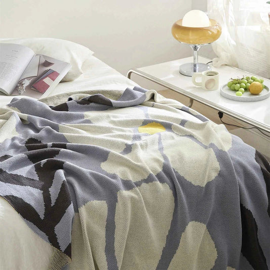 Pastoral Floral Leaves Cotton Throw Blanket in various colours, featuring a nature-inspired design for cosy home decor