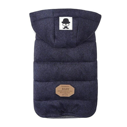Cozy and stylish hooded winter jacket for dogs, made of soft cotton material to keep your pet warm and comfortable.