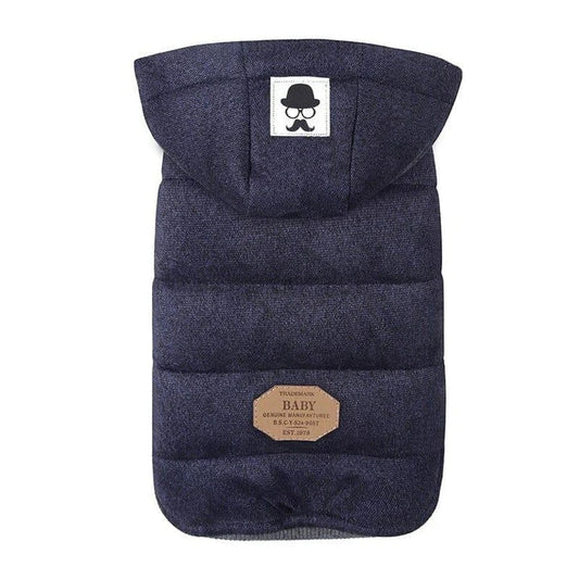 Cozy and stylish hooded winter jacket for dogs, made of soft cotton material to keep your pet warm and comfortable.