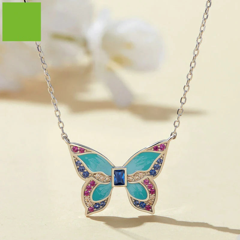Platinum butterfly necklace with adjustable chain and delicate butterfly pendant