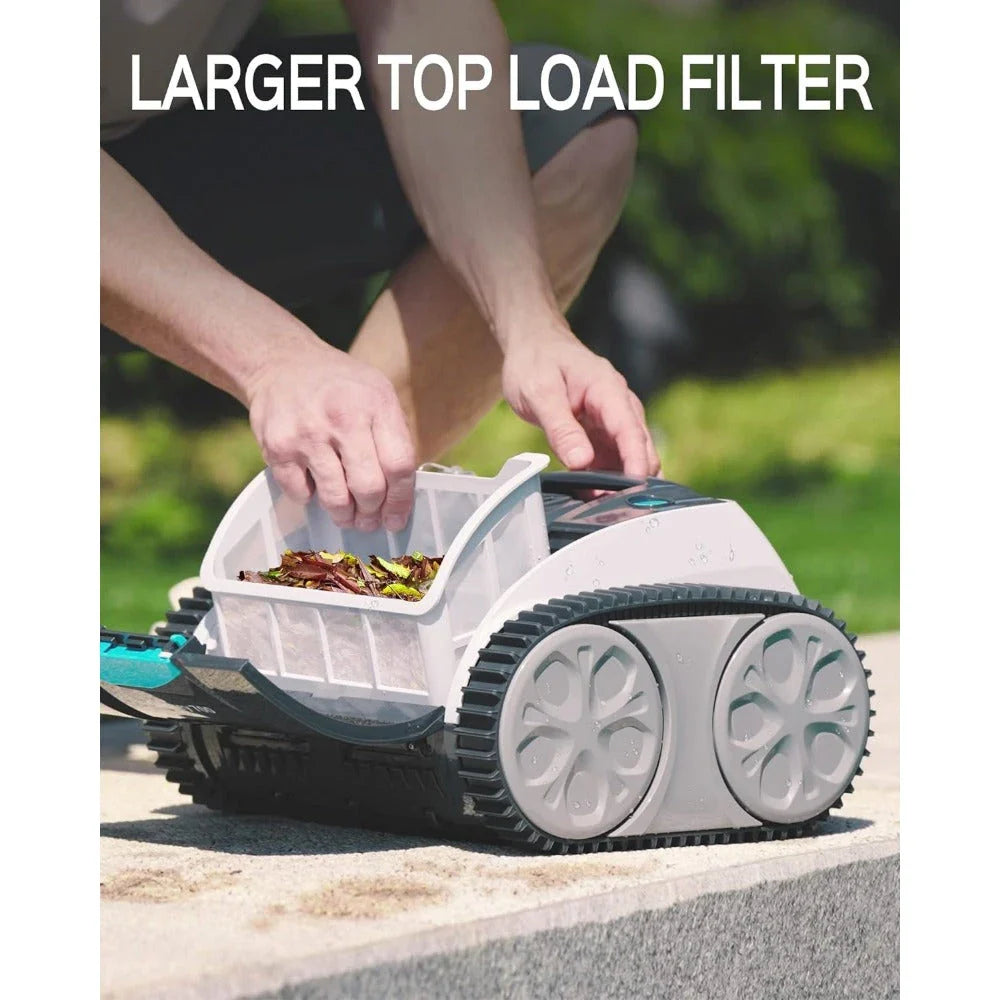 Cordless robotic pool vacuum cleaner with powerful suction and intelligent navigation for effortless cleaning of large in-ground pools