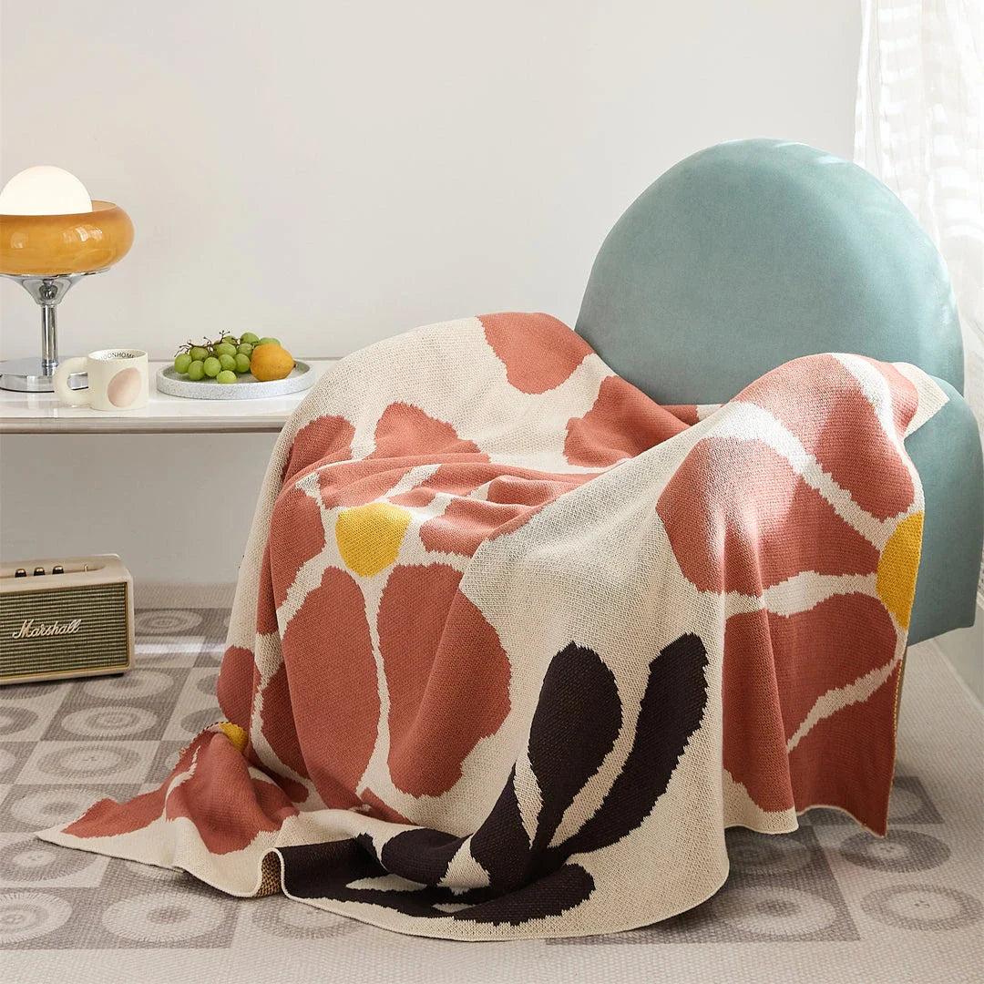 Pastoral Floral Leaves Cotton Throw Blanket in various colours, featuring a nature-inspired design for cosy home decor