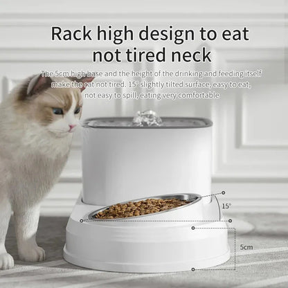 Automatic Cat Water Fountain & Feeder - 3L Dual-Function Pet Hydration Station for Feline Hydration and Feeding