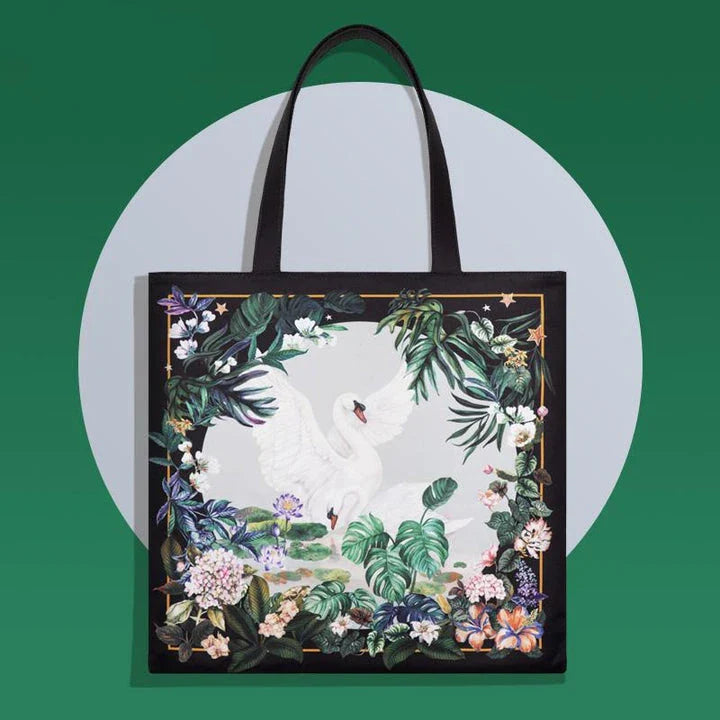 A stylish and spacious tote bag with original cartoon illustrations, designed for everyday use.