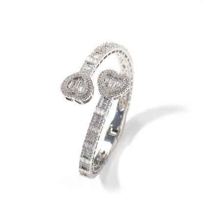 Elegant geometric bracelet with diamond accents in gold, silver, and rose gold finishes