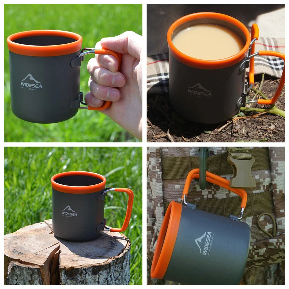 Aluminium camping mug with sleek, minimalist design for outdoor adventures
