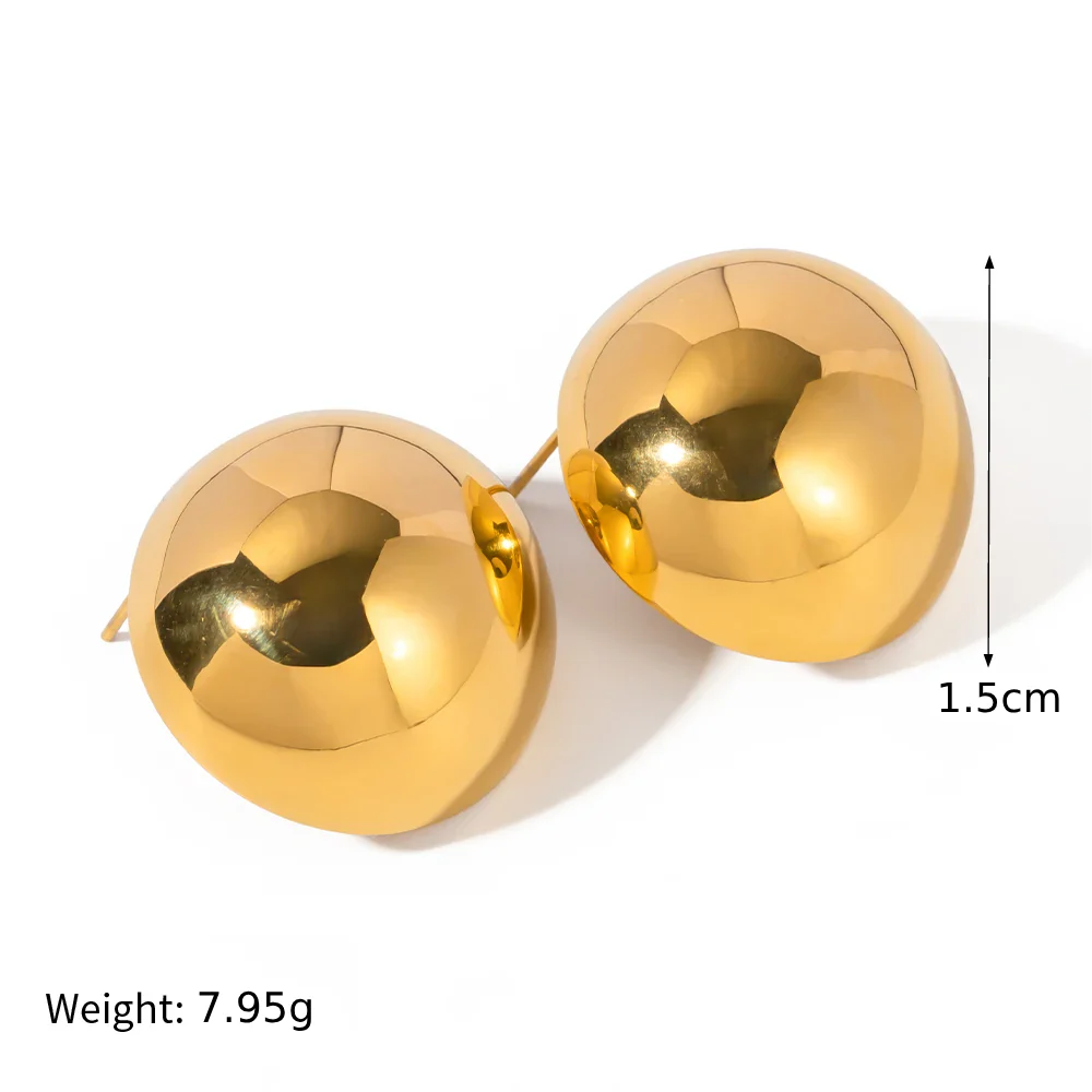 A pair of stylish, 18K gold-plated hemispherical cutout earrings with a sleek, sophisticated design