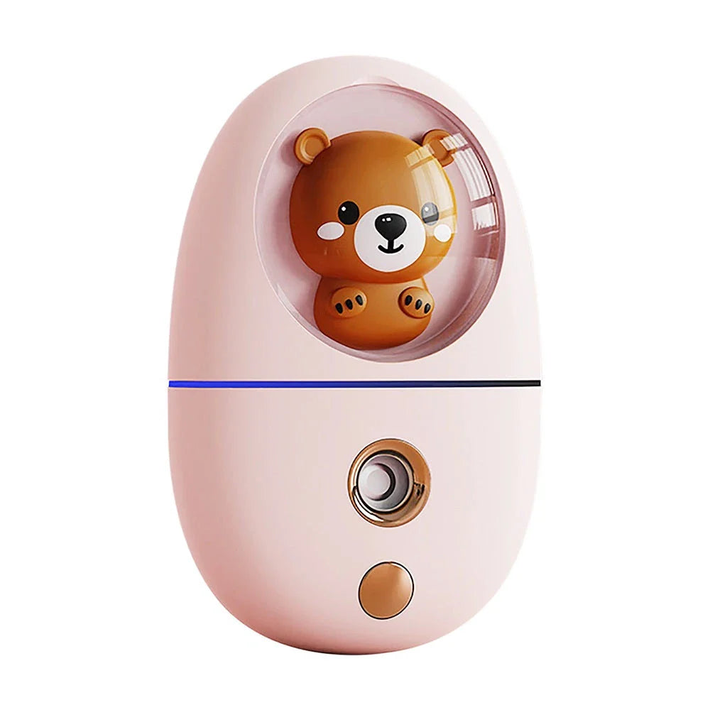 Compact Cartoon Facial Humidifier: A portable device that delivers a fine mist to hydrate and nourish your skin anytime, anywhere.