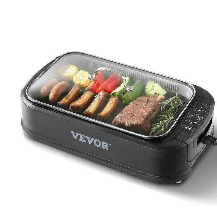 Powerful 1500W Smokeless Indoor Grill with Generous 110 sq. in. Cooking Surface, Precise Temperature Control, and Smokeless Technology