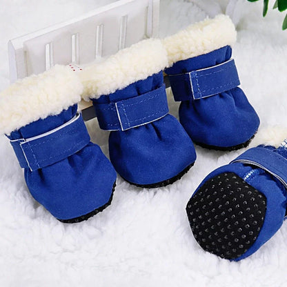 Premium 100% cotton anti-slip winter dog shoes with adjustable straps and reflective detailing for enhanced traction and visibility