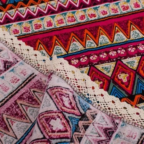 Bohemian-patterned dining tablecloth with intricate jacquard weave and vibrant colours