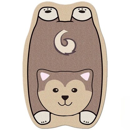 Charming animal-themed decorative rugs in various designs, including cats, foxes, lions, dogs, bunnies, wolves, and bears, adding a touch of whimsy and warmth to living rooms, bedrooms, and other cosy spaces.
