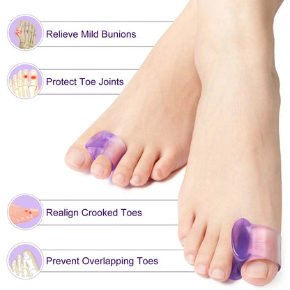 Pair of premium silicone toe separators for foot care and pain relief, made from high-quality SEBS material