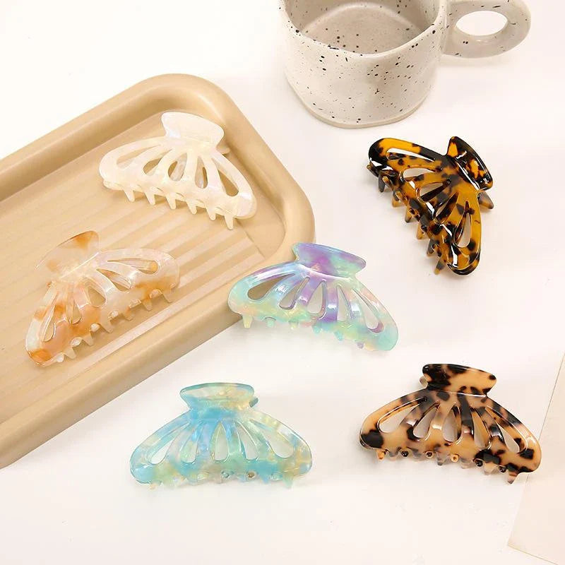 Chic geometric hollow stripes hair barrettes made from premium acetate for women's fashion and hairstyles