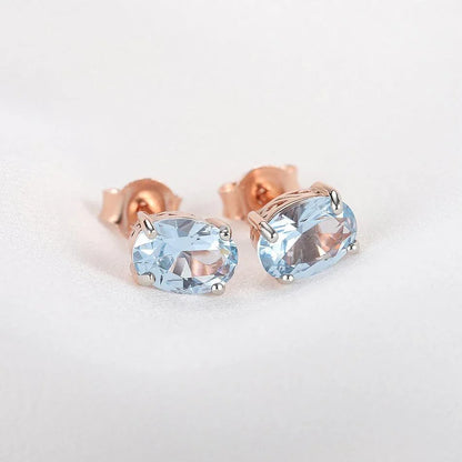 Pair of rose gold-plated sterling silver earrings with a minimalist, geometric design