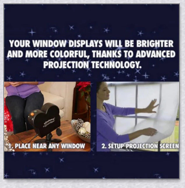 Enchanting Window Projector that projects festive films onto any window for Christmas, Halloween, and birthday celebrations