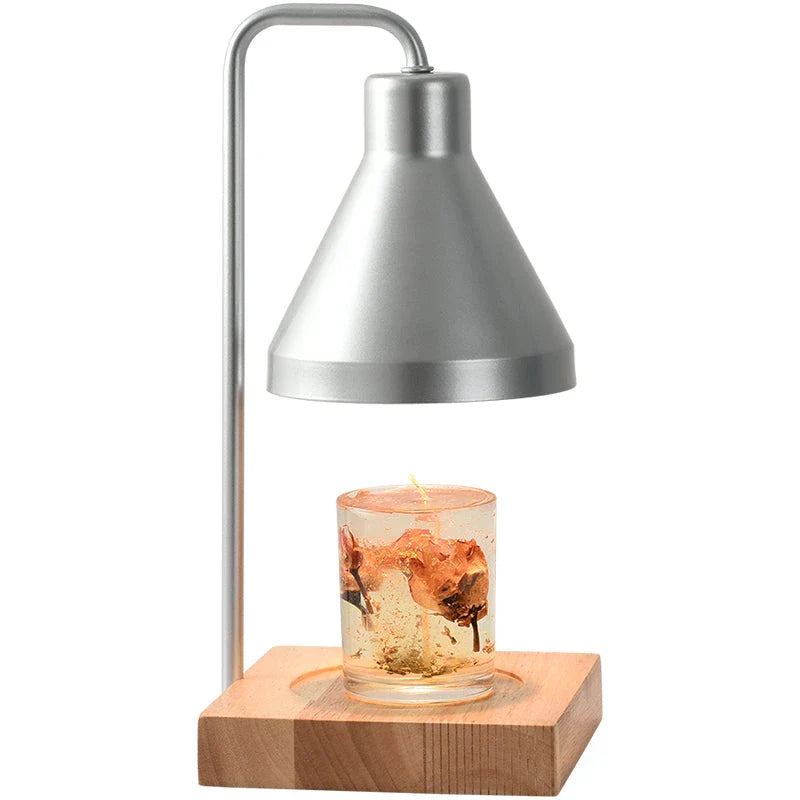 Nordic Candle Warmer Table Lamp with Aromatherapy Function - Elegant Silver Iron Design