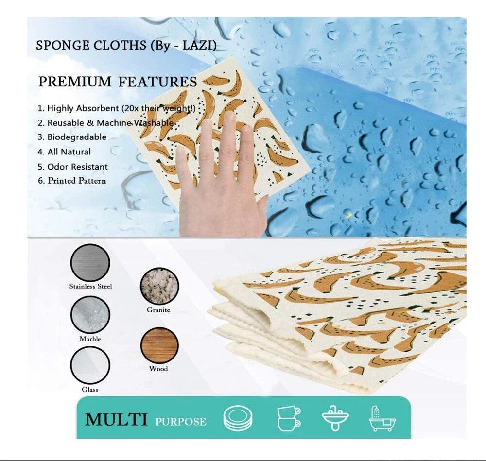 Premium Fruit-Patterned Dish Cloth made with sustainable cellulose and renewable cotton for UK kitchens