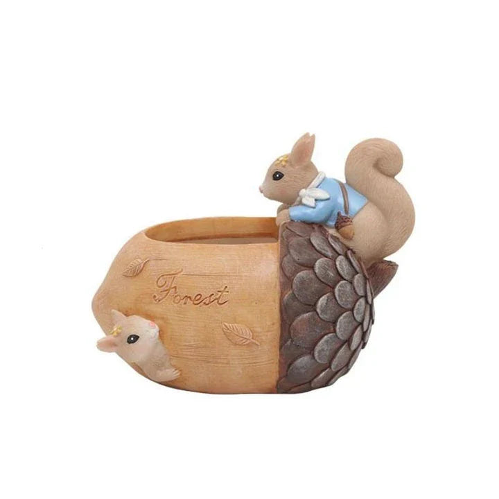Cartoon Squirrel Succulent Flower Pot - Charming and Practical Home Decor Accessory