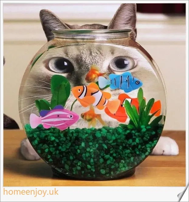 Electric robotic fish swimming in a fishbowl, mimicking the natural movements of a real fish