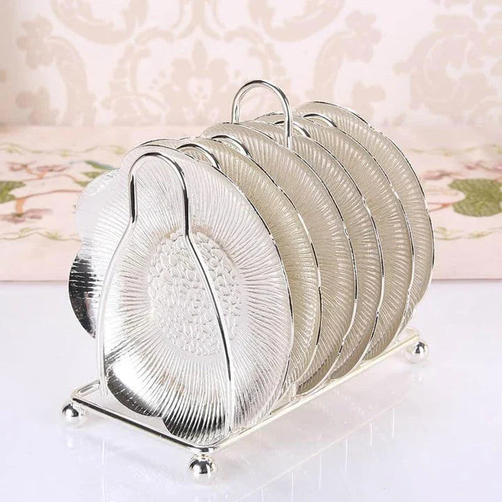 Elegant and durable plate coaster in a beautiful gold and silver finish, perfect for protecting surfaces and adding a touch of refined style to your home.