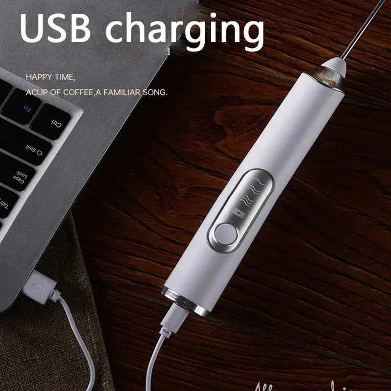 Premium handheld electric milk frother with high-speed rotation, rechargeable power, and ergonomic design for creating silky-smooth, café-quality froth.