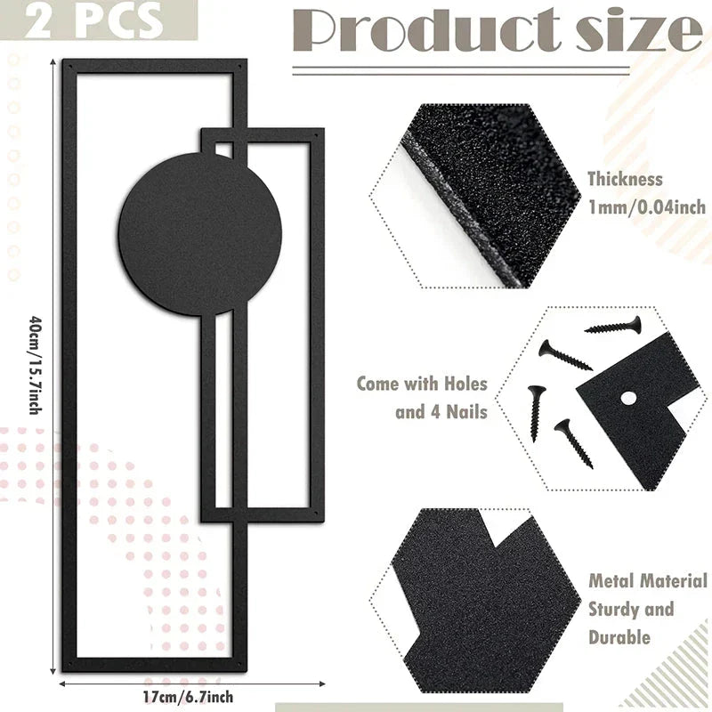 Pair of Nordic-inspired iron silhouette wall hangings in sleek black finish, adding refined sophistication to any living space