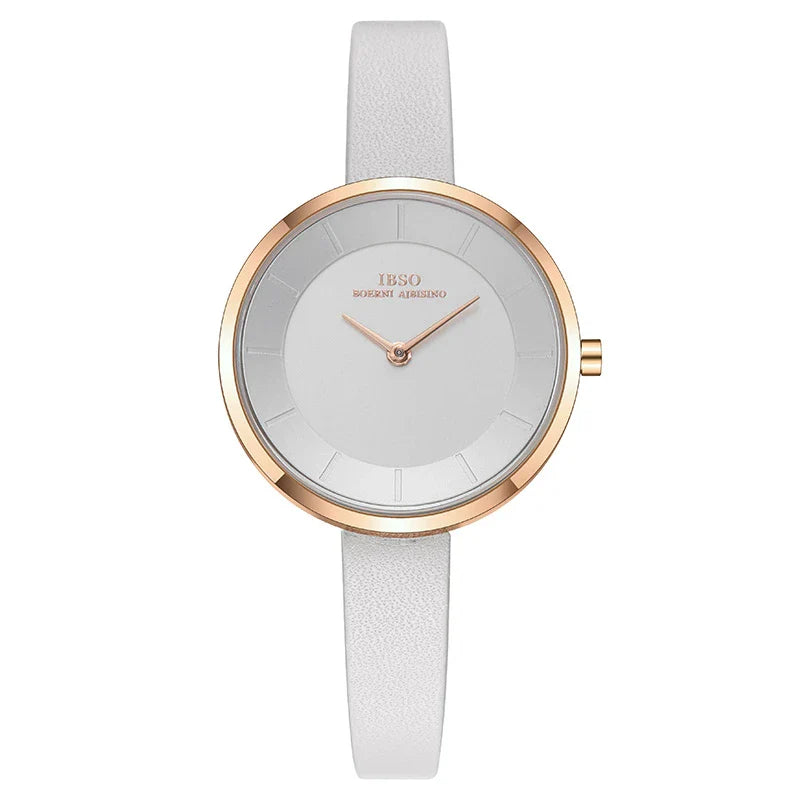 Elegant and water-resistant ladies' fashion watch with a sleek, thin design and premium leather strap