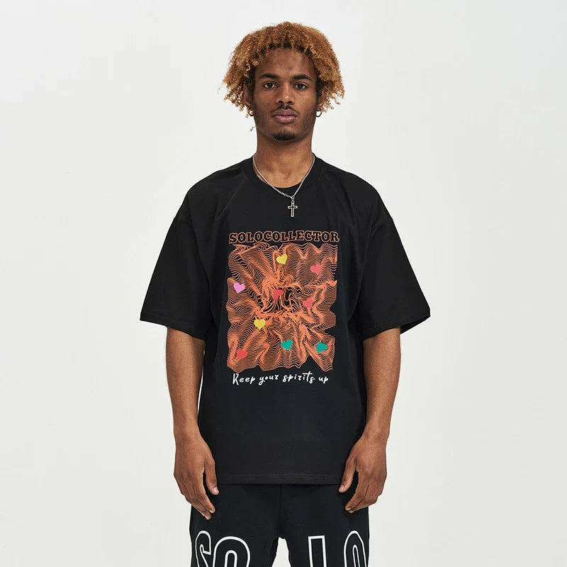 Premium short-sleeved cotton t-shirt for men with vibrant digital printing, available in a range of sizes and colours