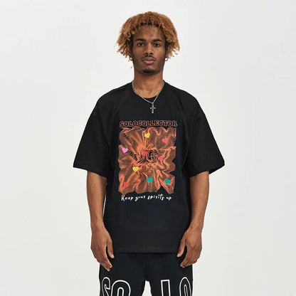 Premium short-sleeved cotton t-shirt for men with vibrant digital printing, available in a range of sizes and colours