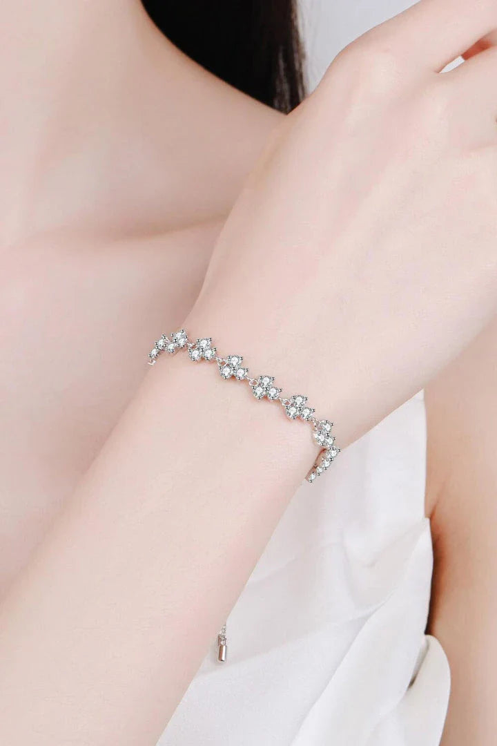 Adjustable Moissanite Bracelet in 925 Sterling Silver with 4.2 Carats of Sparkling Stones
