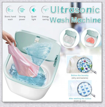 Compact and portable mini washing machine with powerful 18W motor, energy-efficient design, and ultrasonic sterilization for deep cleaning in small spaces