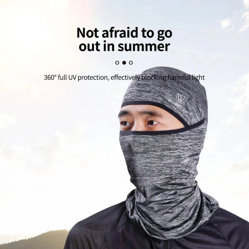 A grey ice silk sun shield hat with an adjustable, breathable design for outdoor activities