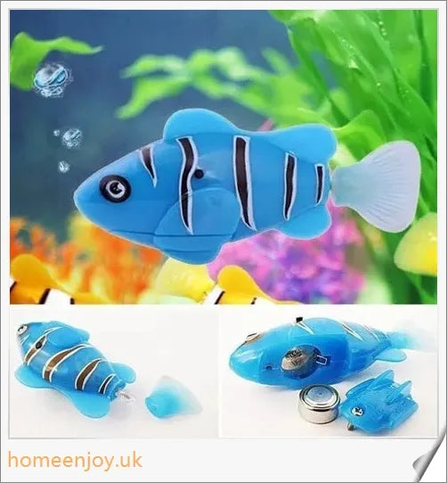 Electric robotic fish swimming in a fishbowl, mimicking the natural movements of a real fish