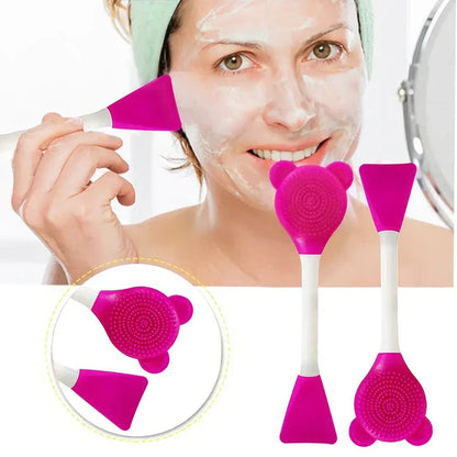 Luxurious silicone bear-shaped face mask applicator brush in various colours for effortless, even skincare product application