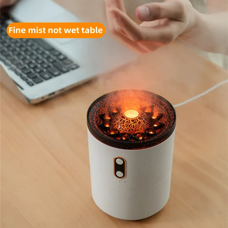 Elegant blue flame electric air humidifier with aromatherapy diffuser and soothing ambient lighting